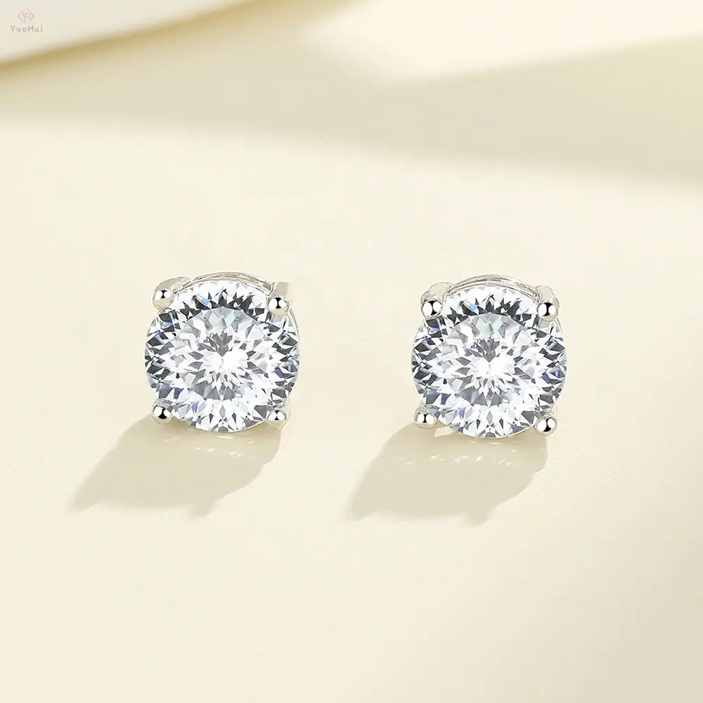 Portuguese Cut 925 Sterling Silver MOISSANITE Earrings 0.5 CT / 1 CT / 2 CT